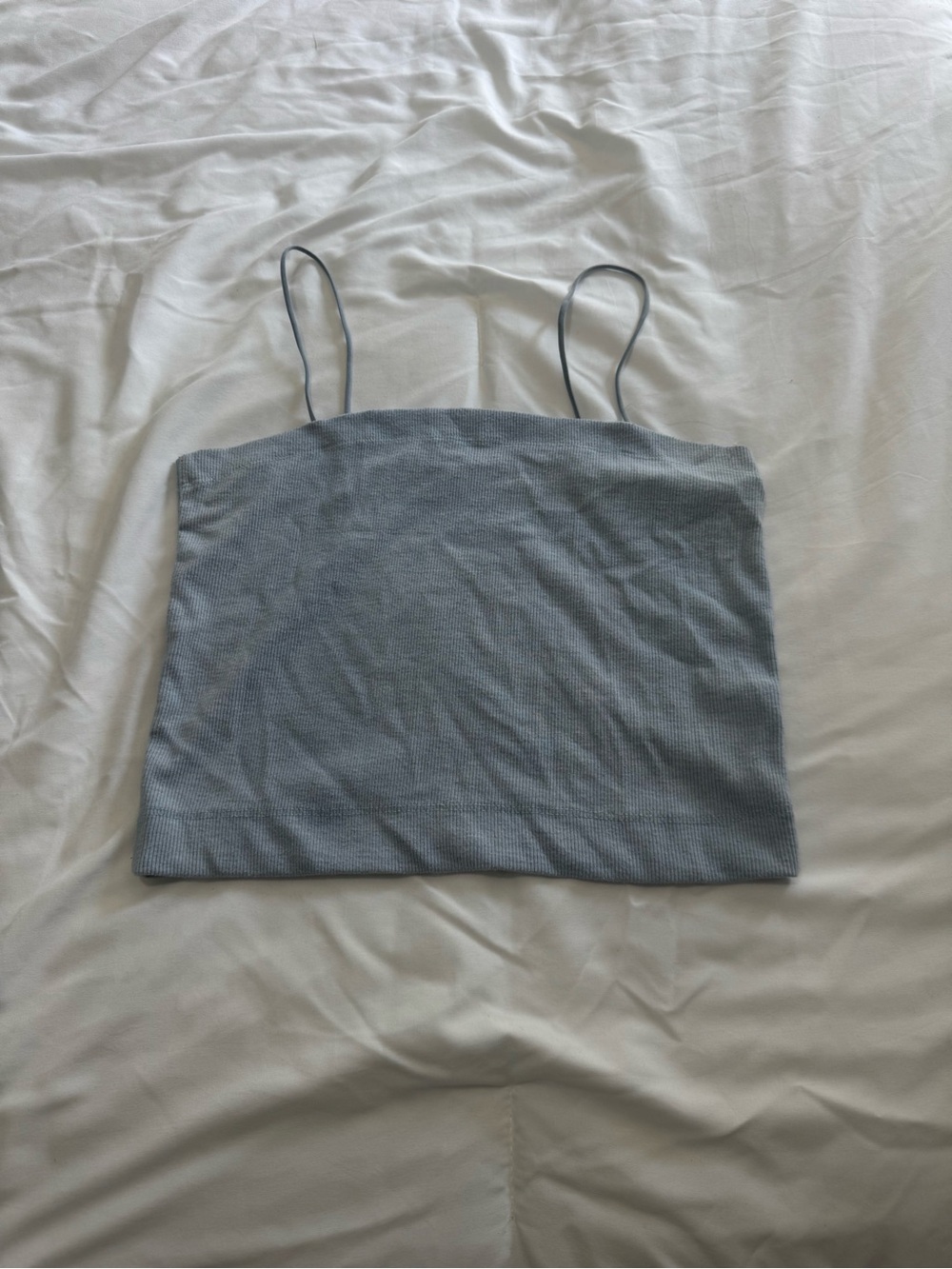 American Eagle Gray Ribbed Crop Tank
